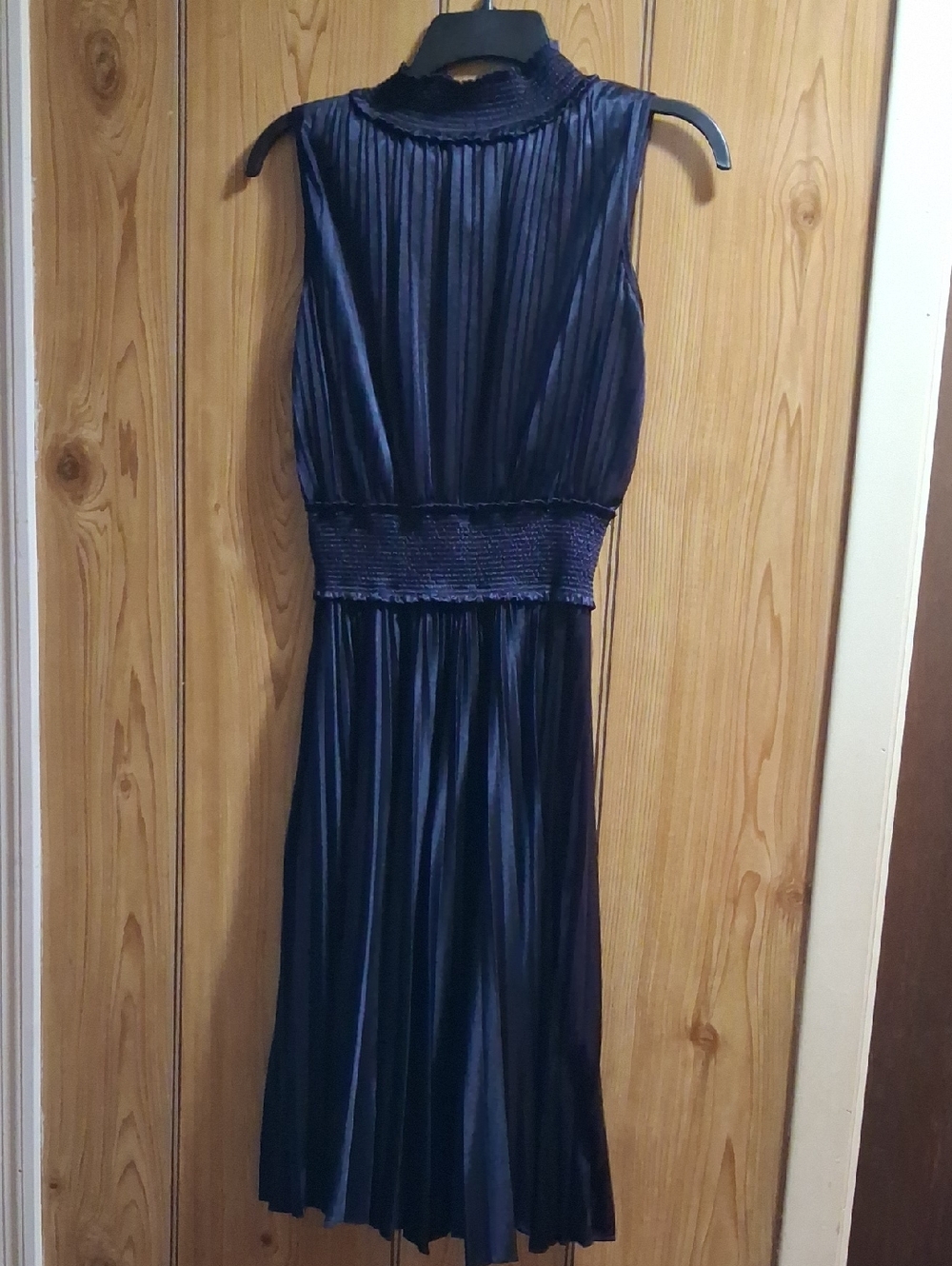Nanette Lepore Navy Pleated Sleeveless Midi Dress